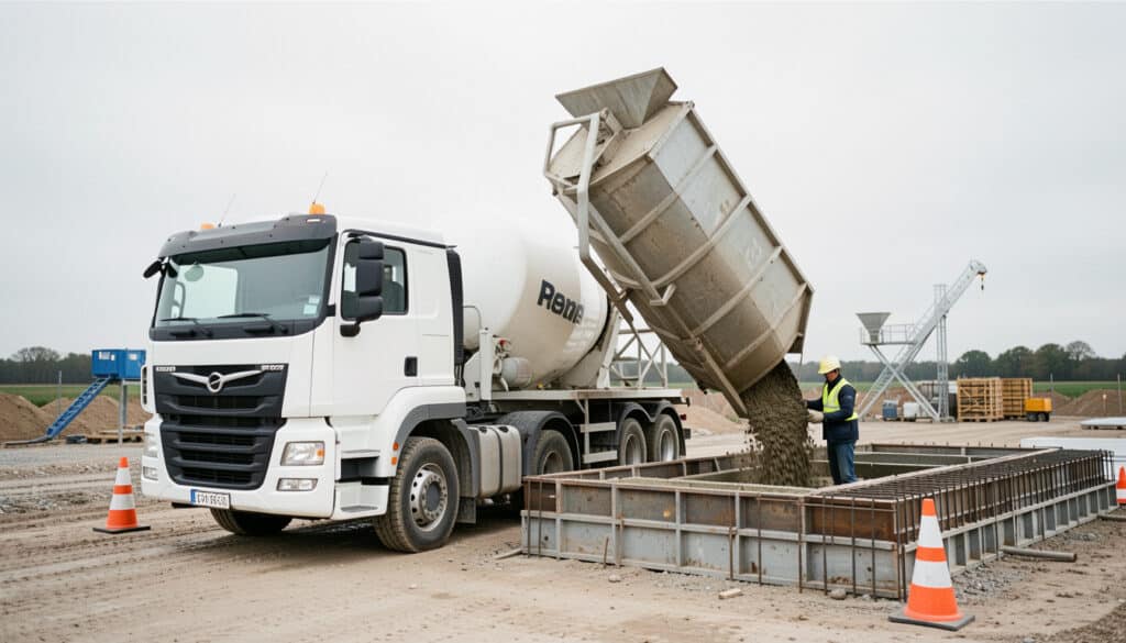 Camion toupie béton : rôle, prix et contraintes chantier