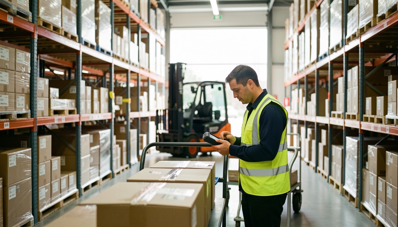 Comprendre une photo de logistique en entrepôt